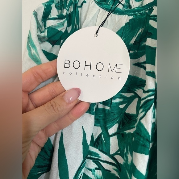 Boho Me White and Green Flowy Dress Size Small NWT - Picture 5 of 6